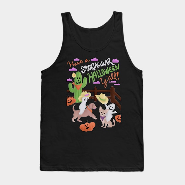 Spooktacular Cowboy Halloween Tank Top by Annelie